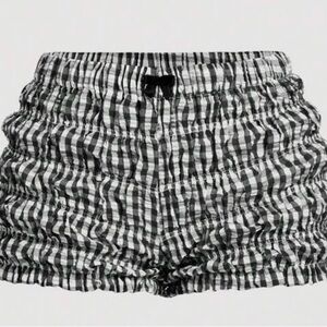 SHEIN Black and White Plaid High Waist Shorts